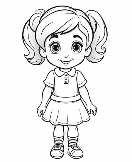 Template of a girl to color