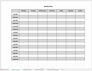 Excel weekly planner in grey